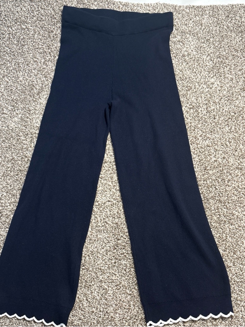 Nanette lepore Black Wide-Leg Knit Pants with Scalloped Hem